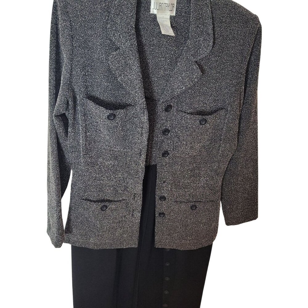 Julian Taylor Womens Two-Piece Suit Dress Size 14 Gray & Black Polyester Blend - Picture 12 of 14